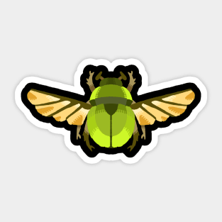 Dark Open Simple Green Beetle Stamp Sticker